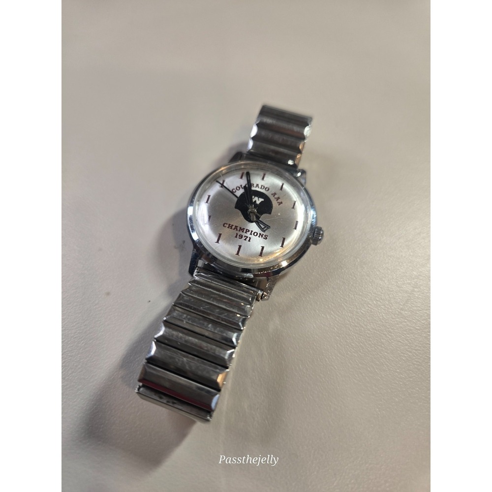 Vtg Colorado AAA Champions 1971 Automatic Watch Mens Silver Dial